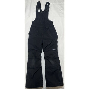 Lands End Kids Ski Snow Bib Overalls Pants Size 7 Black Squall Boys Girls Youth